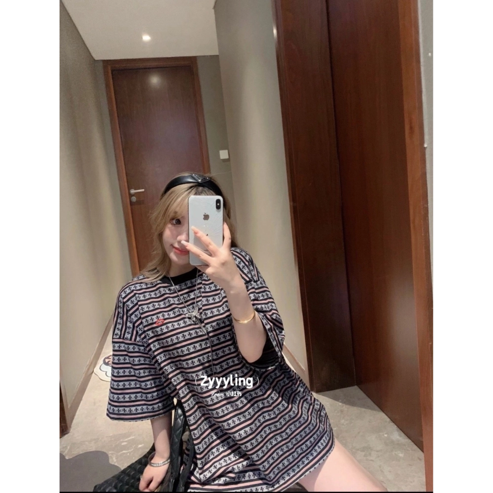 Chrome Hearts Cross Stripe Short Sleeve 068