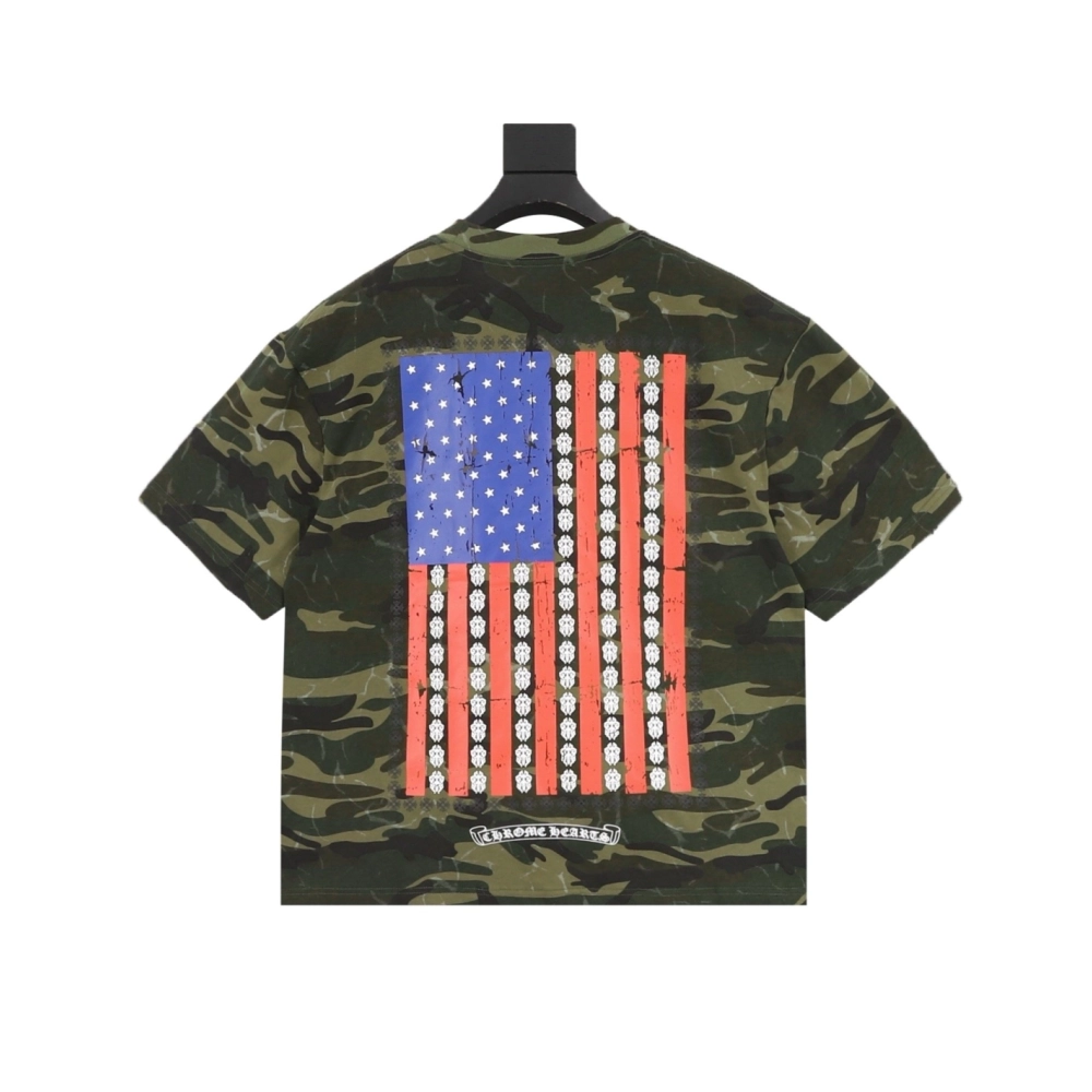 Chrome Hearts Camo Flag Print Short Sleeve 069