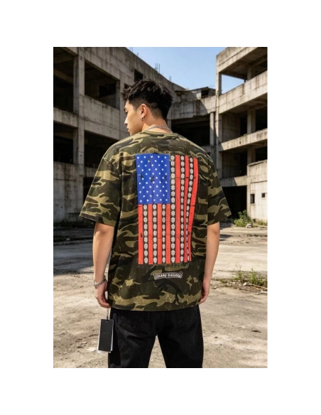 Chrome Hearts Camo Flag Print Short Sleeve 069