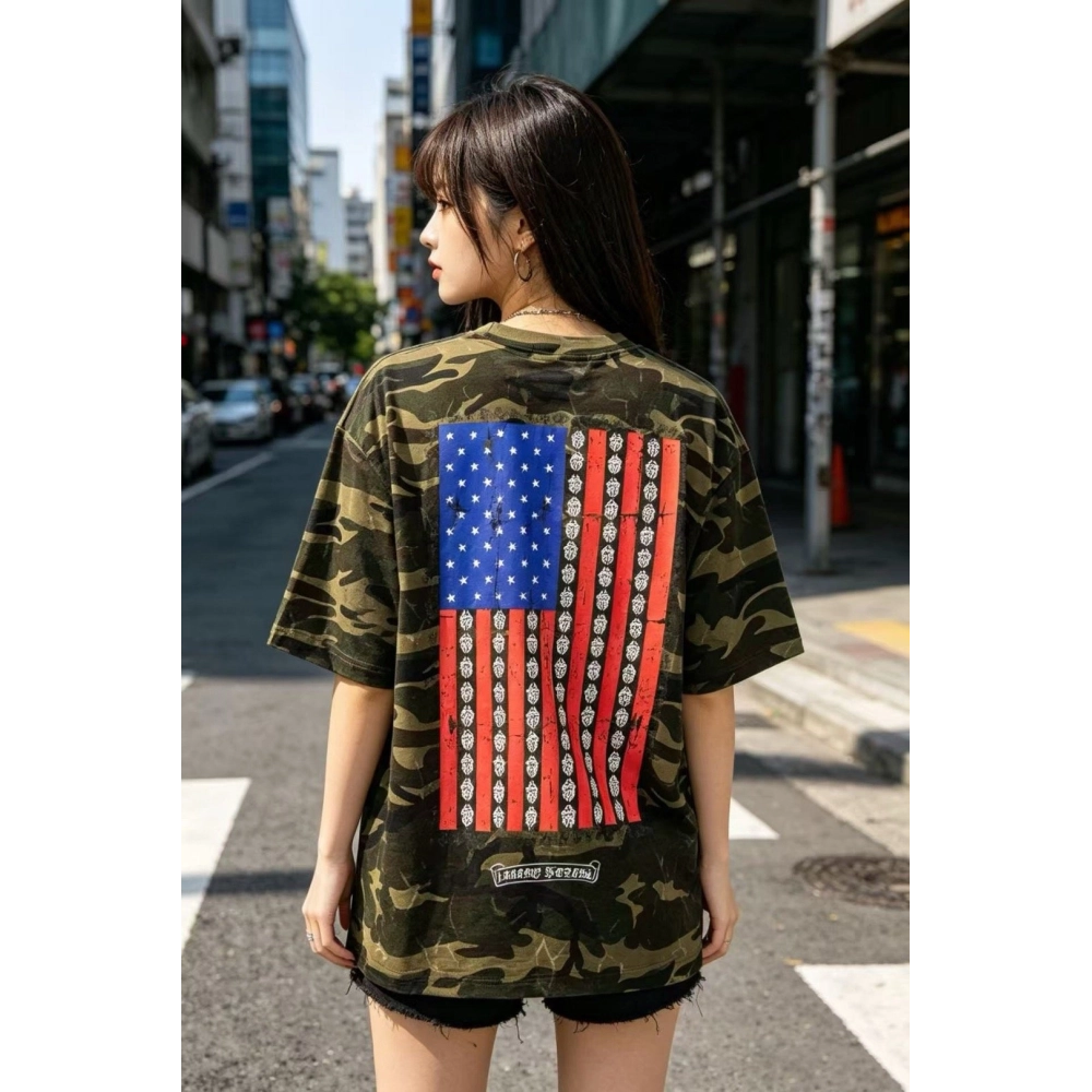 Chrome Hearts Camo Flag Print Short Sleeve 069