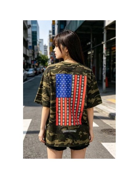 Chrome Hearts Camo Flag Print Short Sleeve 069