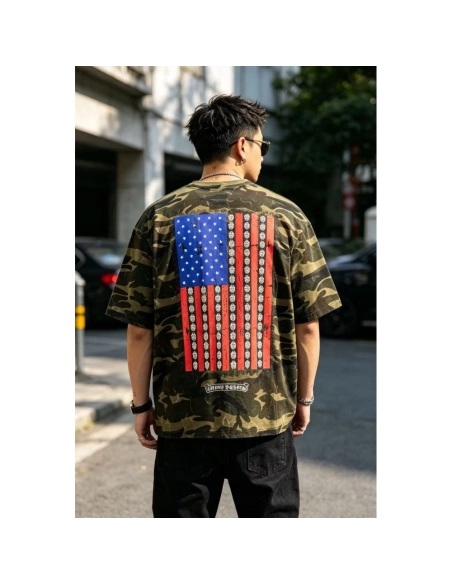 Chrome Hearts Camo Flag Print Short Sleeve 069