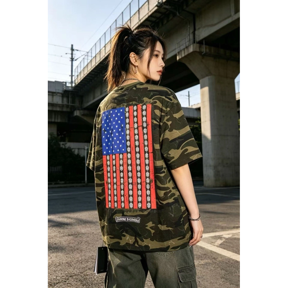 Chrome Hearts Camo Flag Print Short Sleeve 069
