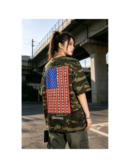 Chrome Hearts Camo Flag Print Short Sleeve 069