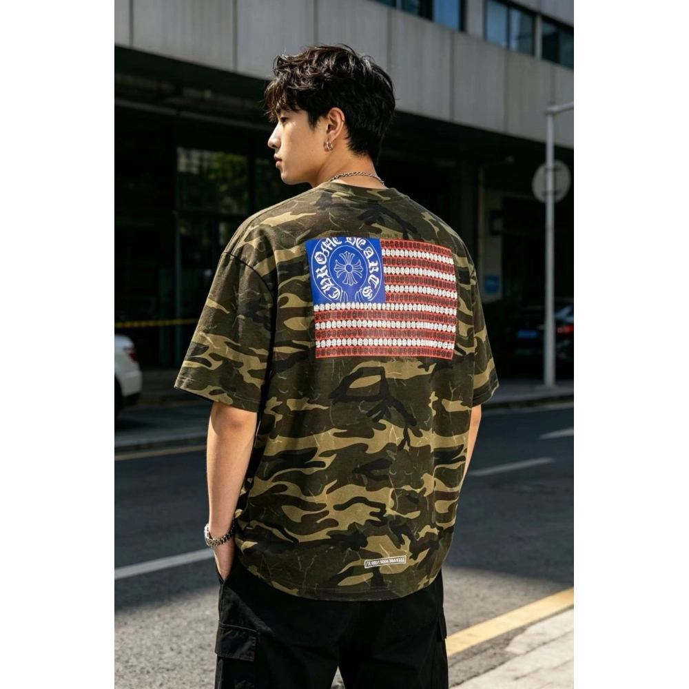 Chrome Hearts Camo Flag Print Short Sleeve 070