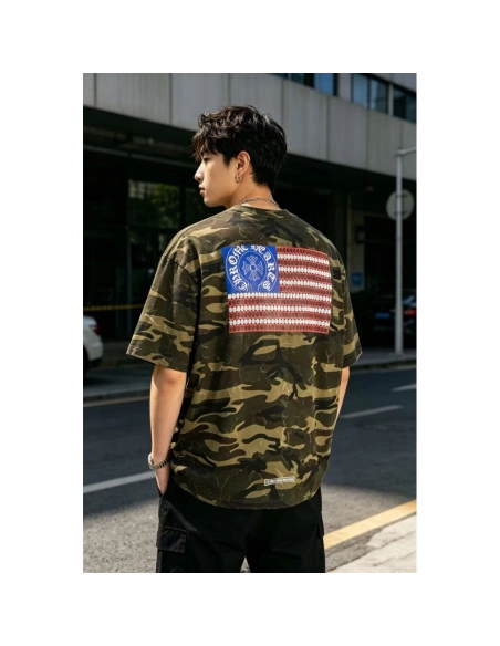 Chrome Hearts Camo Flag Print Short Sleeve 070
