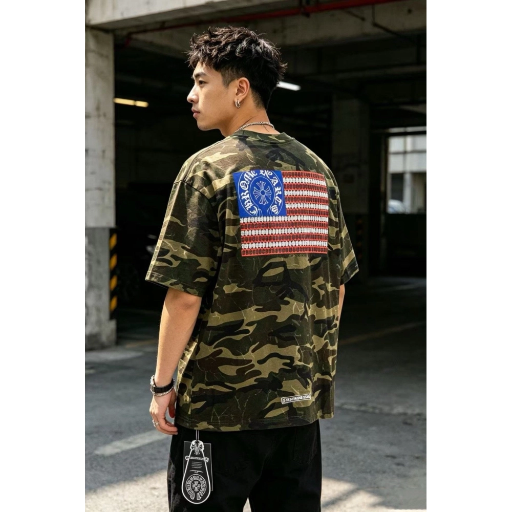 Chrome Hearts Camo Flag Print Short Sleeve 070