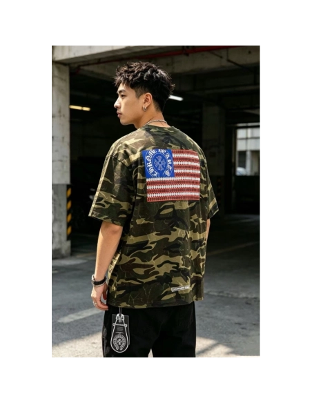 Chrome Hearts Camo Flag Print Short Sleeve 070