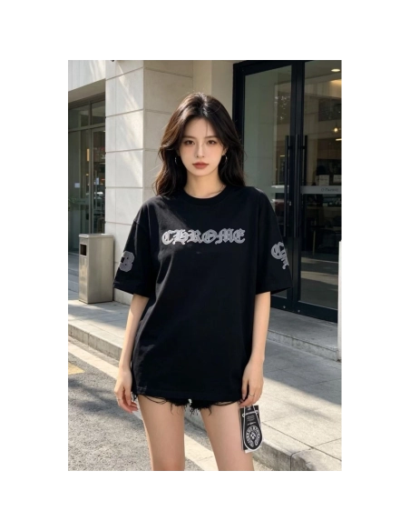 Chrome Hearts Sanskrit Patch Embroidery Short Sleeve 077