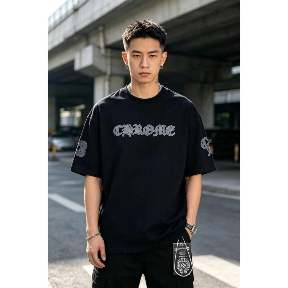 Chrome Hearts Sanskrit Patch Embroidery Short Sleeve 077