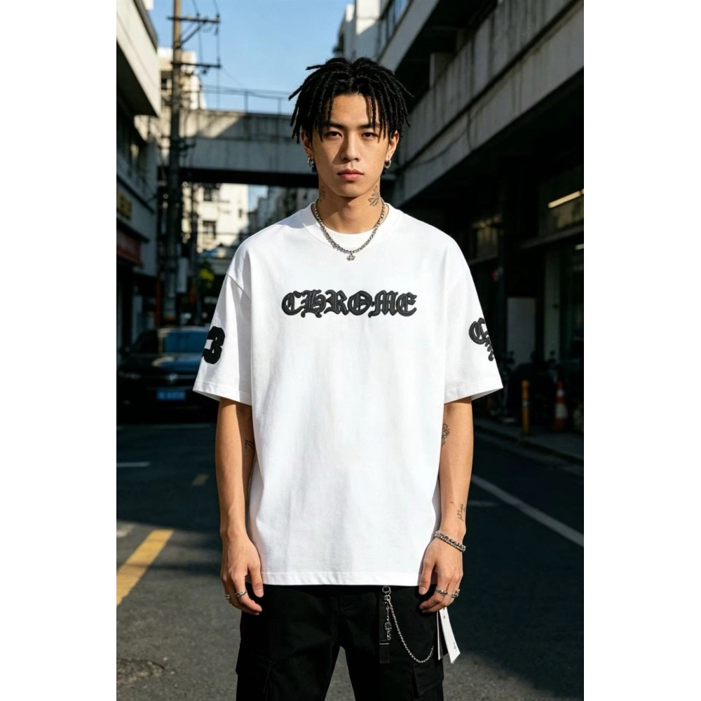 Chrome Hearts Sanskrit Patch Embroidery Short Sleeve 078