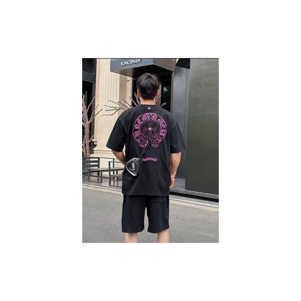 Chrome Hearts Horseshoe Burnout Embroidery Distressed Short Sleeve 005