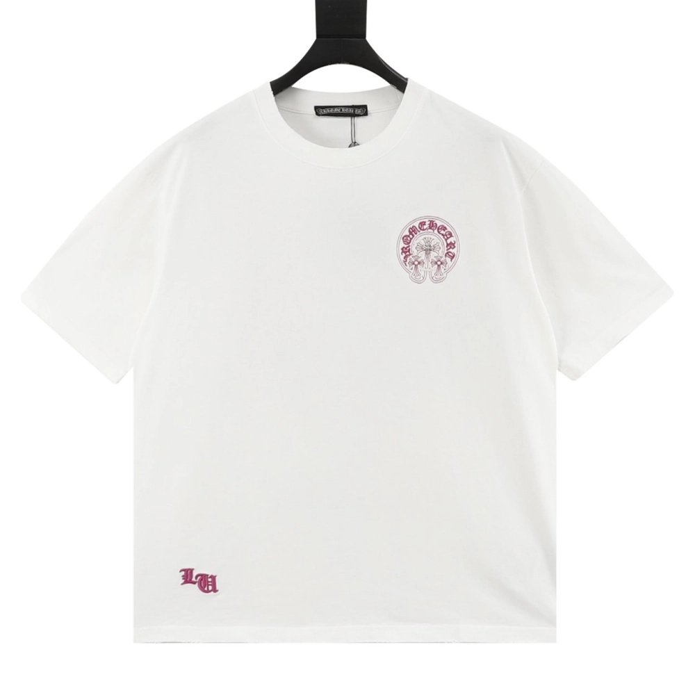 Chrome Hearts Horseshoe Burnout Embroidery Distressed Short Sleeve 006