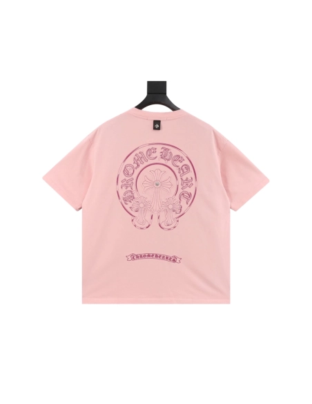 Chrome Hearts Horseshoe Burnout Embroidery Distressed Short Sleeve 007