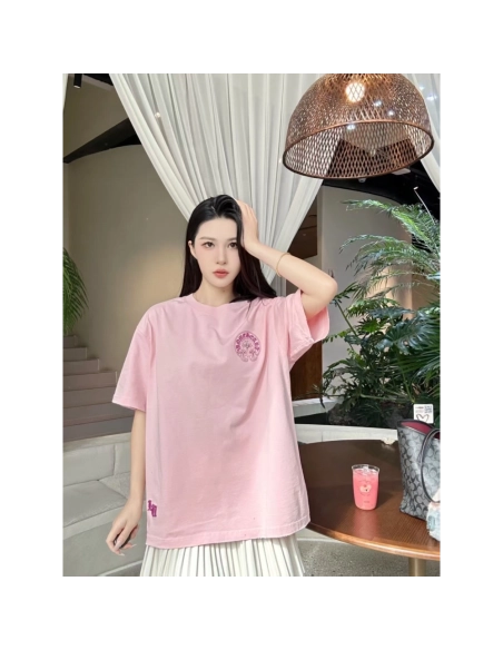 Chrome Hearts Horseshoe Burnout Embroidery Distressed Short Sleeve 007