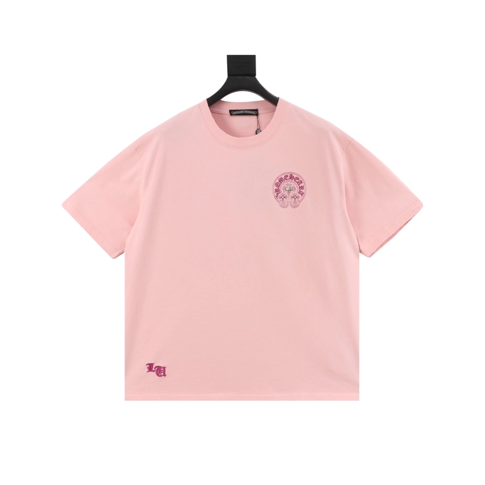 Chrome Hearts Horseshoe Burnout Embroidery Distressed Short Sleeve 007