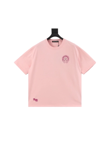 Chrome Hearts Horseshoe Burnout Embroidery Distressed Short Sleeve 007