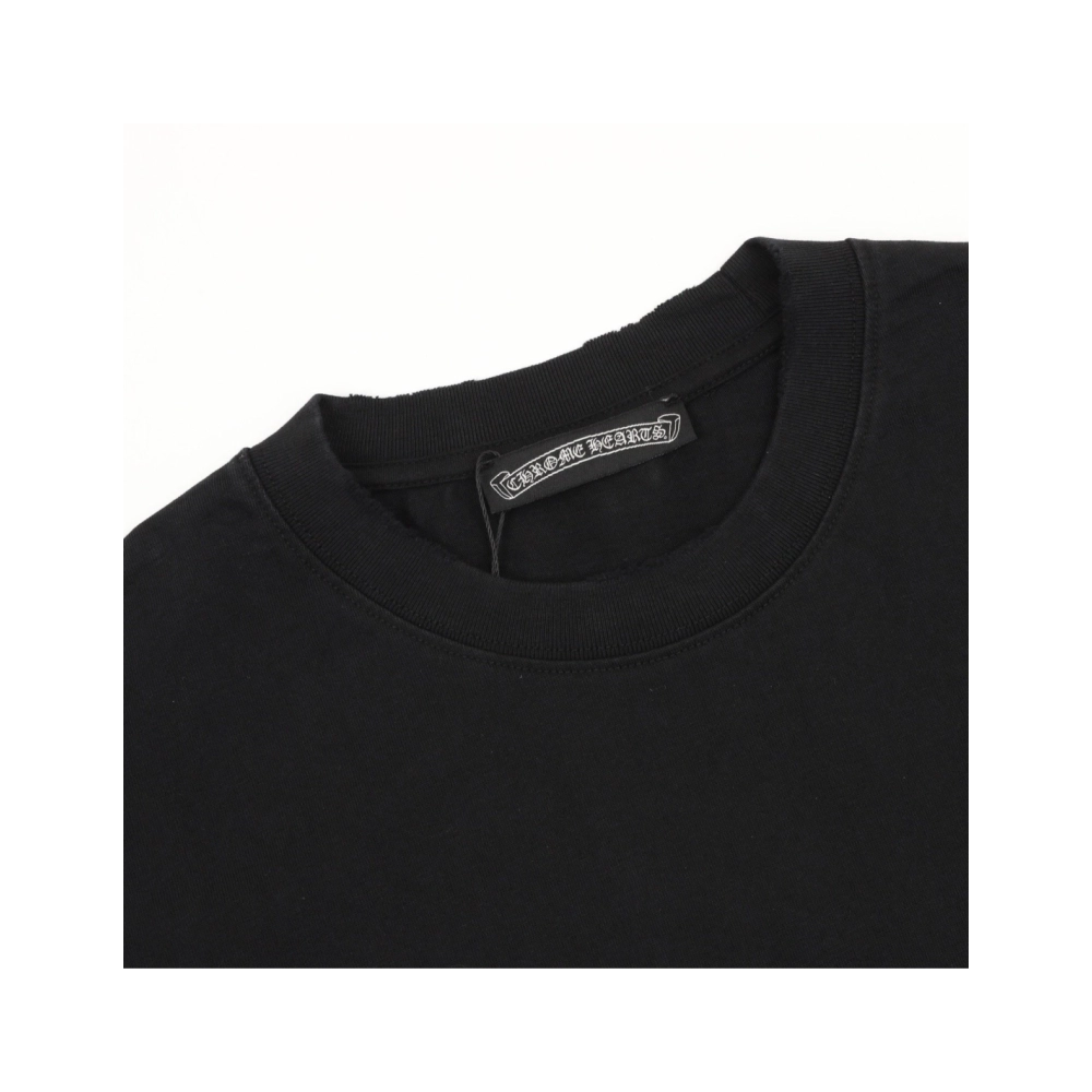 Chrome Hearts Horseshoe Embroidery Smoke Splatter Distressed Short Sleeve 011