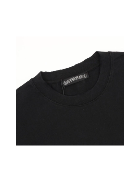 Chrome Hearts Horseshoe Embroidery Smoke Splatter Distressed Short Sleeve 011
