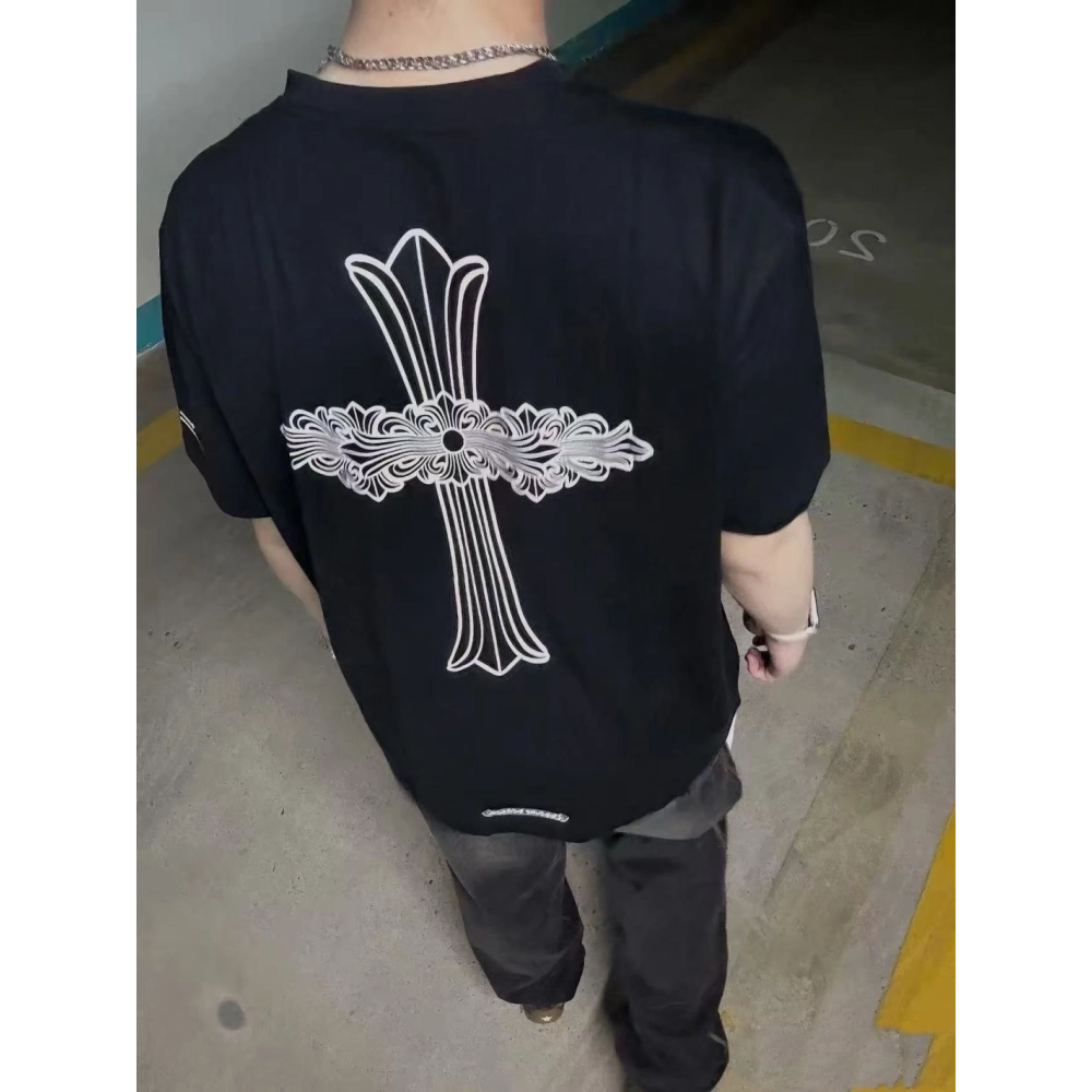 Chrome Hearts Pocket Sanskrit & Back Large Cross Print Short Sleeve 028