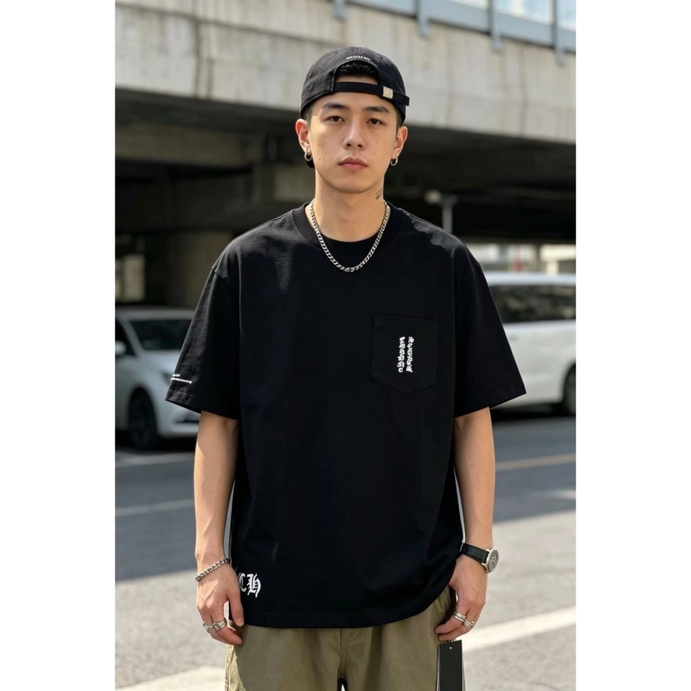 Chrome Hearts Pocket Sanskrit & Back Large Cross Print Short Sleeve 028
