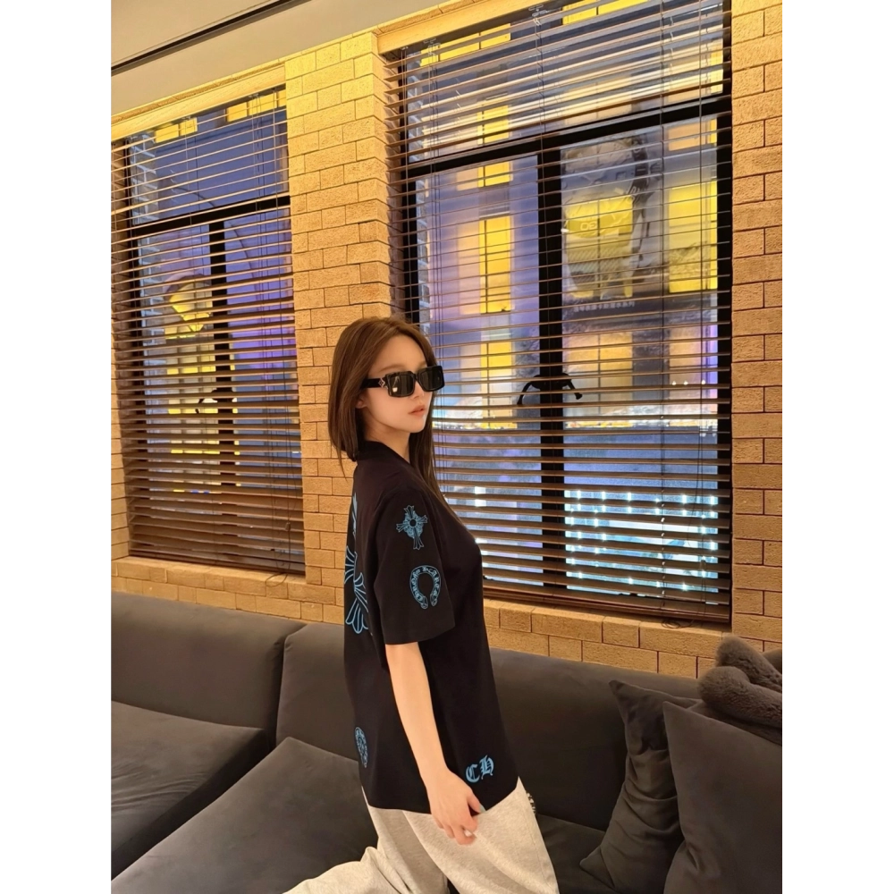 Chrome Hearts Blue Cross Print Short Sleeve 040