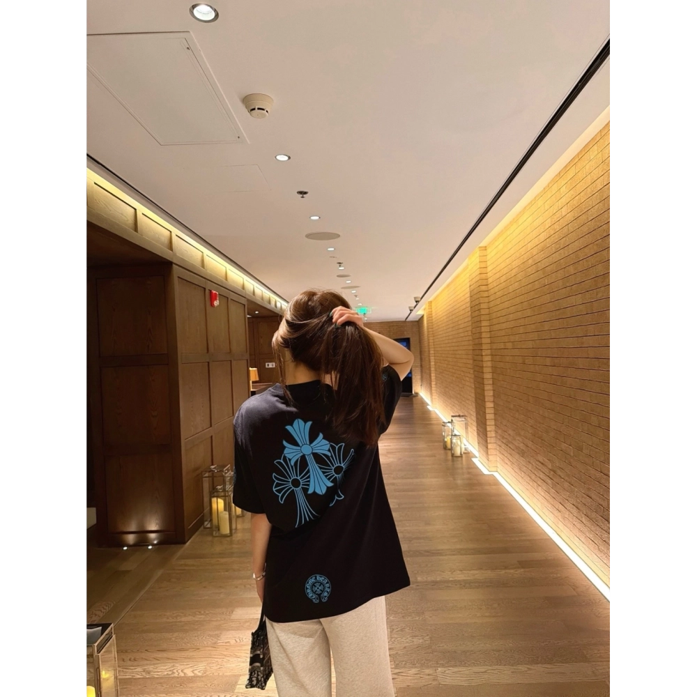 Chrome Hearts Blue Cross Print Short Sleeve 040