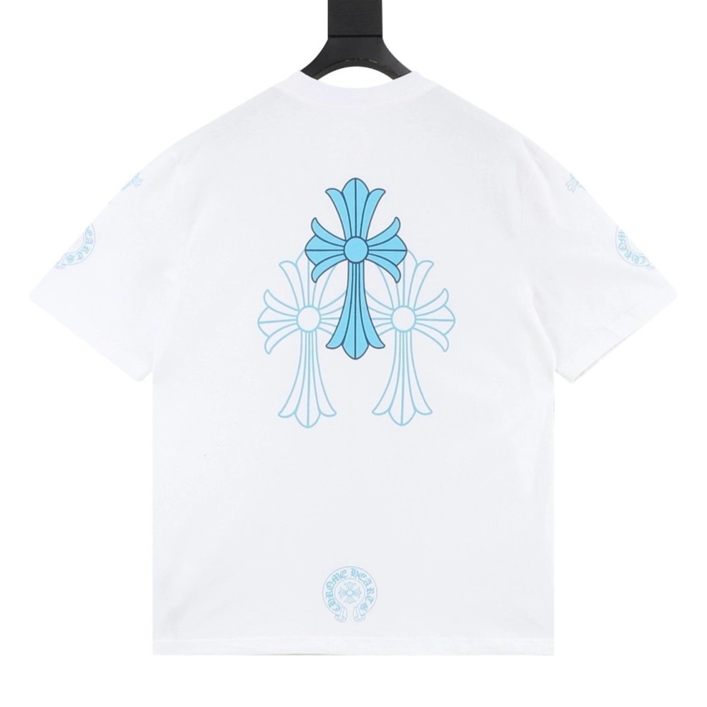Chrome Hearts Blue Cross Print Short Sleeve 041