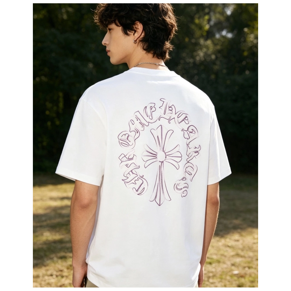 Chrome Hearts Front & Back Sanskrit Embroidery Short Sleeve 057