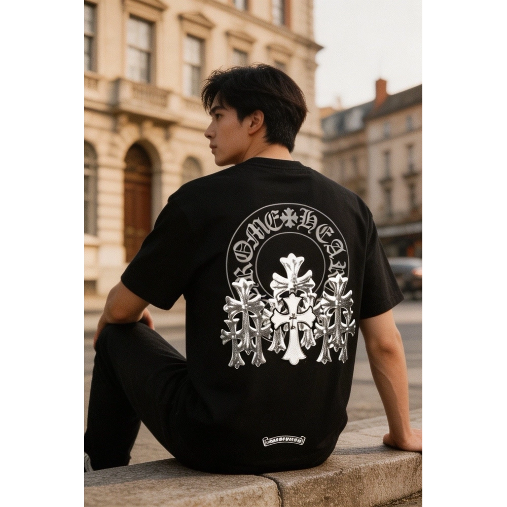 Chrome Hearts Leather Patch Cross Short Sleeve 086