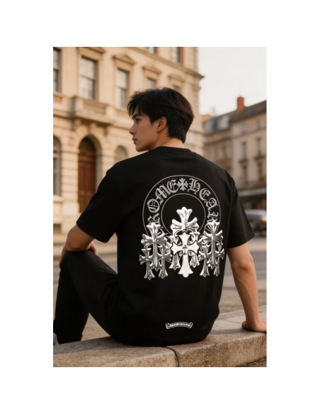 Chrome Hearts Leather Patch Cross Short Sleeve 086