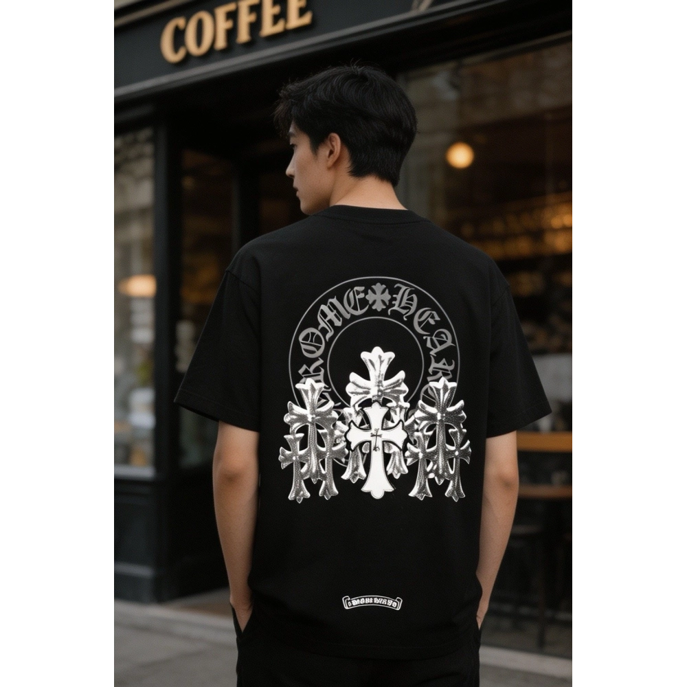 Chrome Hearts Leather Patch Cross Short Sleeve 086