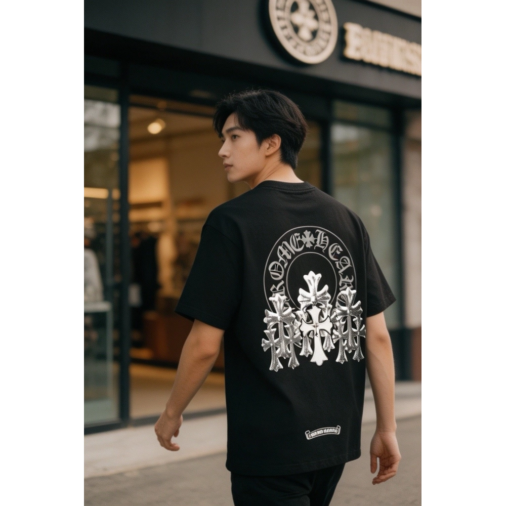Chrome Hearts Leather Patch Cross Short Sleeve 086
