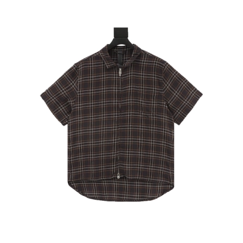 Chrome Hearts Flannel Zip Plaid Short Sleeve Shirt 113