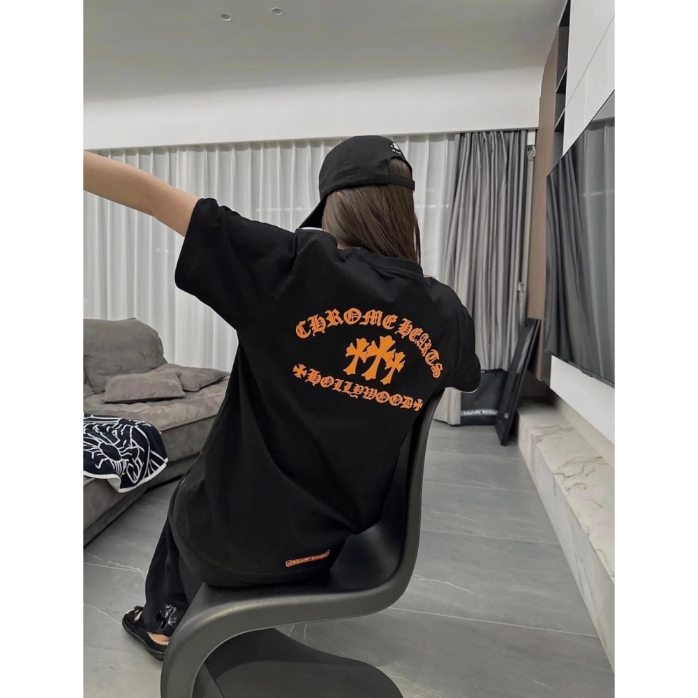 Chrome Hearts Orange Cross Print Short Sleeve 114