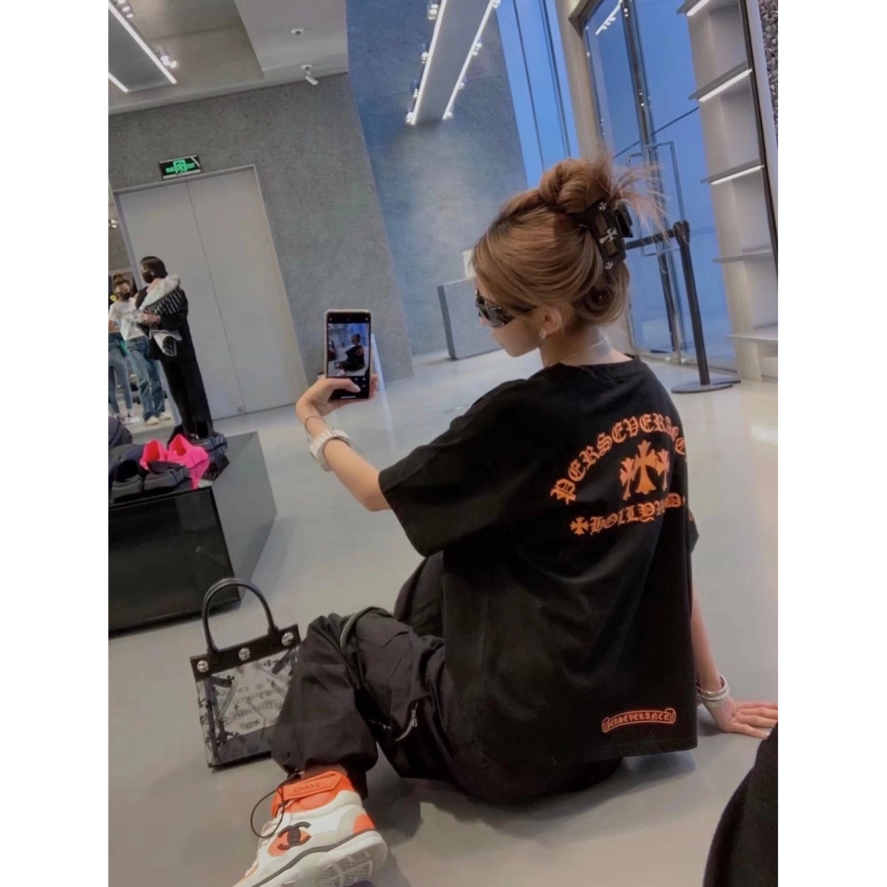 Chrome Hearts Orange Cross Print Short Sleeve 114