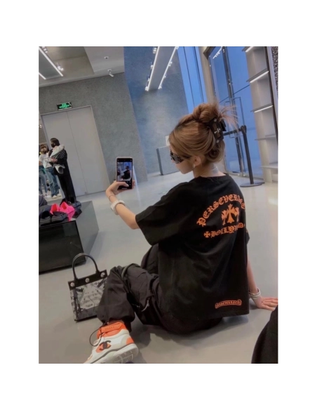 Chrome Hearts Orange Cross Print Short Sleeve 114