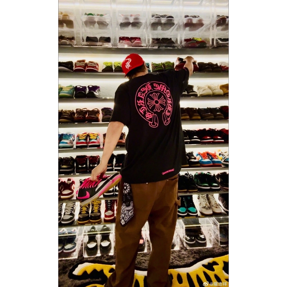 Chrome Hearts Pink Horseshoe Cross Print Short Sleeve 116
