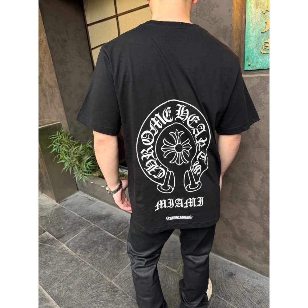 Chrome Hearts Miami Exclusive Back Horseshoe Flower Short Sleeve 118