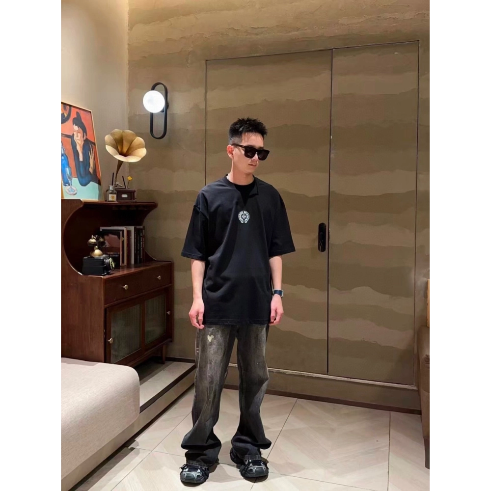 Chrome Hearts Sanskrit Horseshoe Embroidery Short Sleeve 132