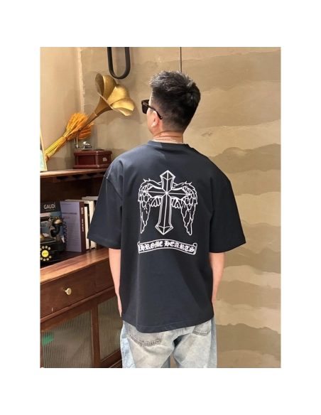 Chrome Hearts Gothic Letter Wing Print Short Sleeve 134