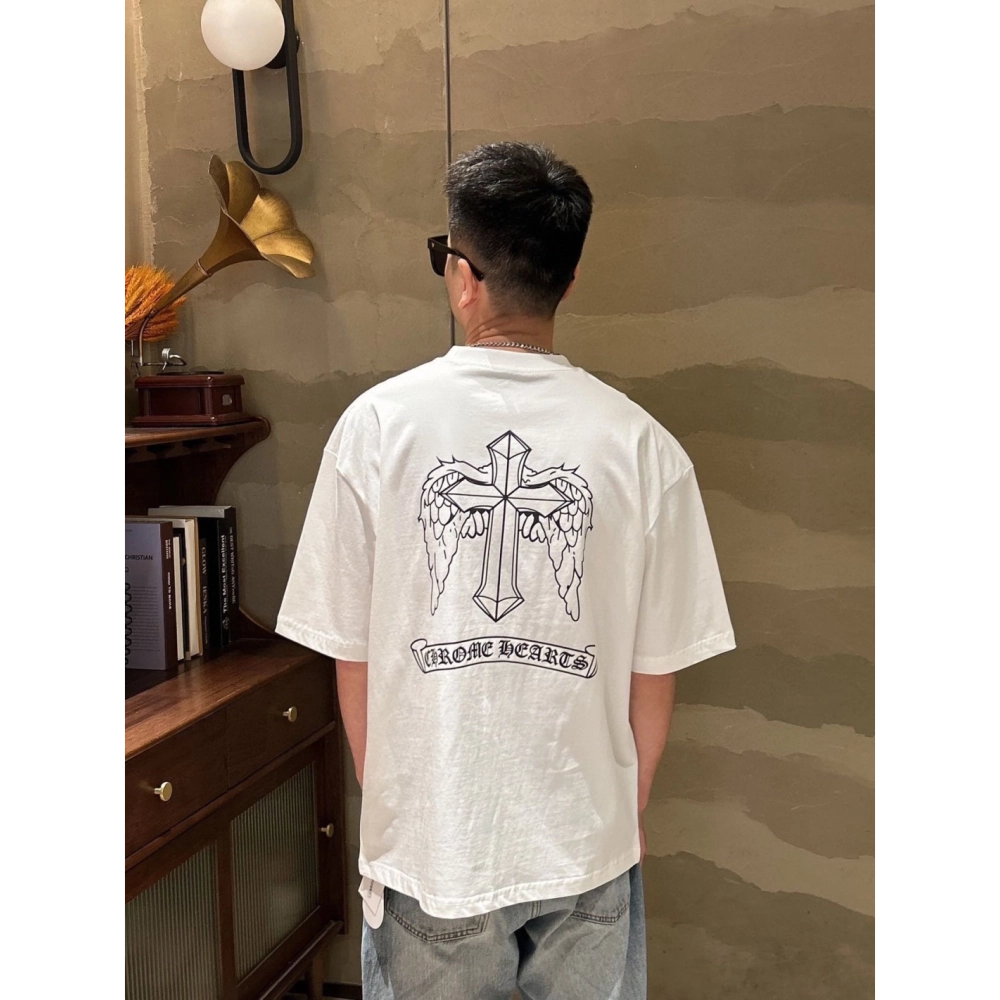 Chrome Hearts Gothic Letter Wing Print Short Sleeve 135