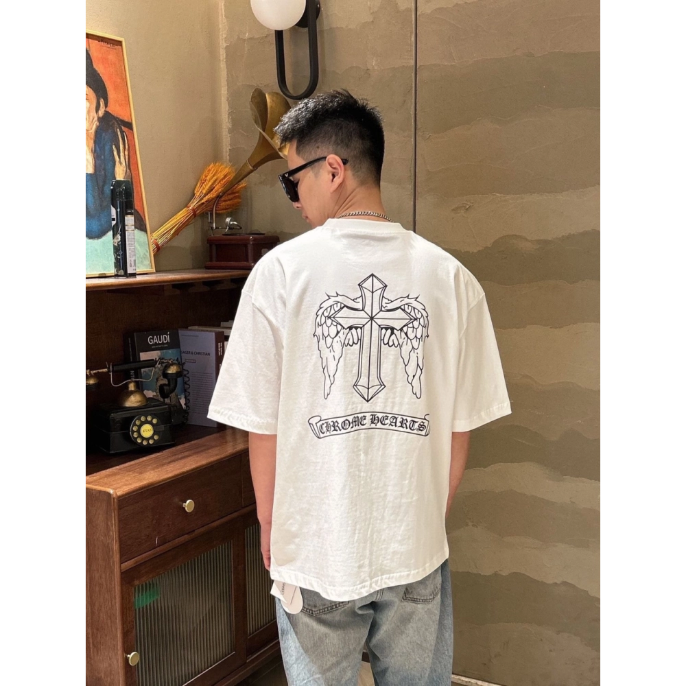 Chrome Hearts Gothic Letter Wing Print Short Sleeve 135