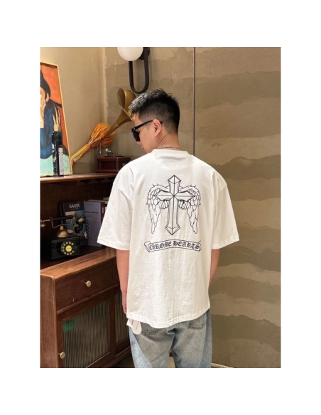 Chrome Hearts Gothic Letter Wing Print Short Sleeve 135
