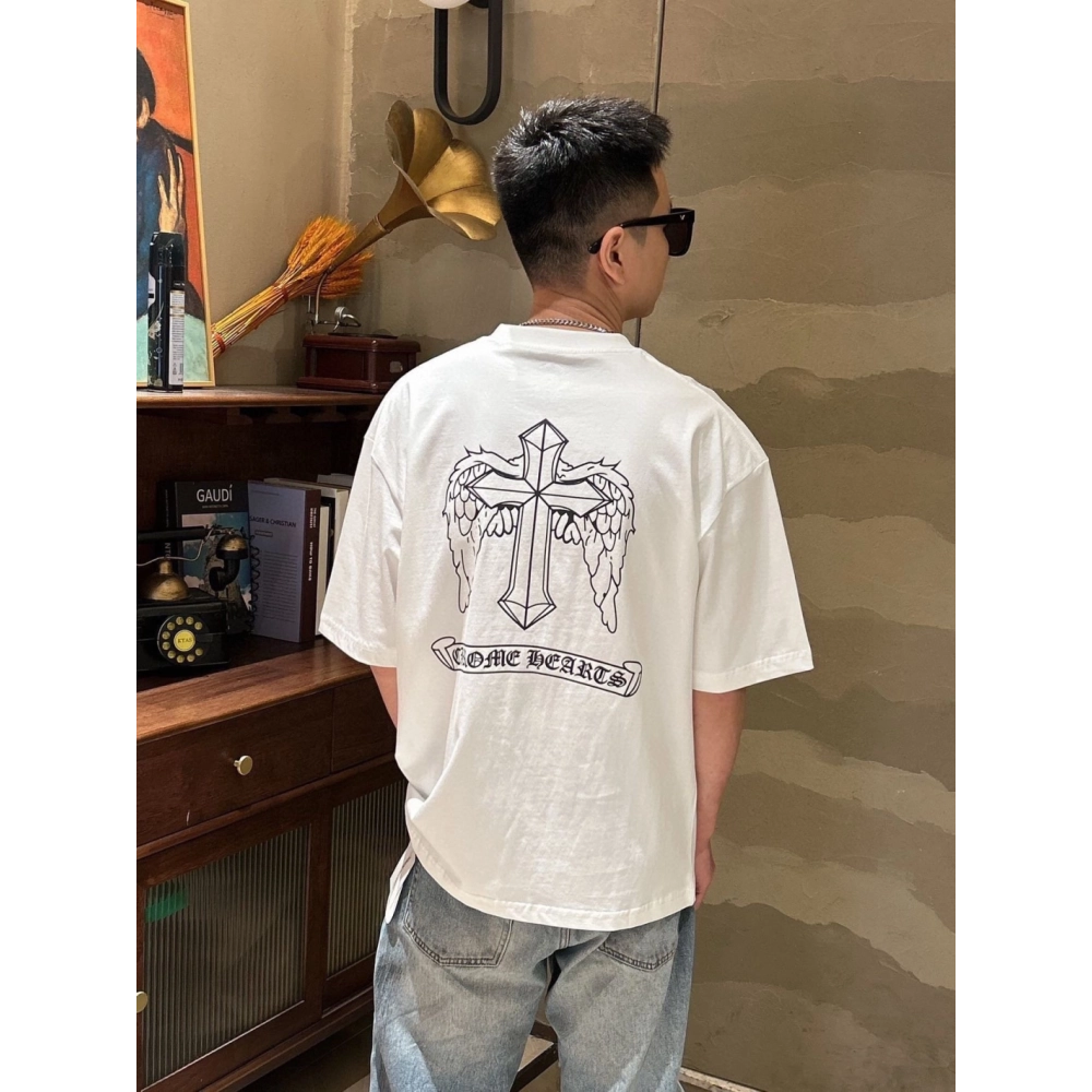Chrome Hearts Gothic Letter Wing Print Short Sleeve 135