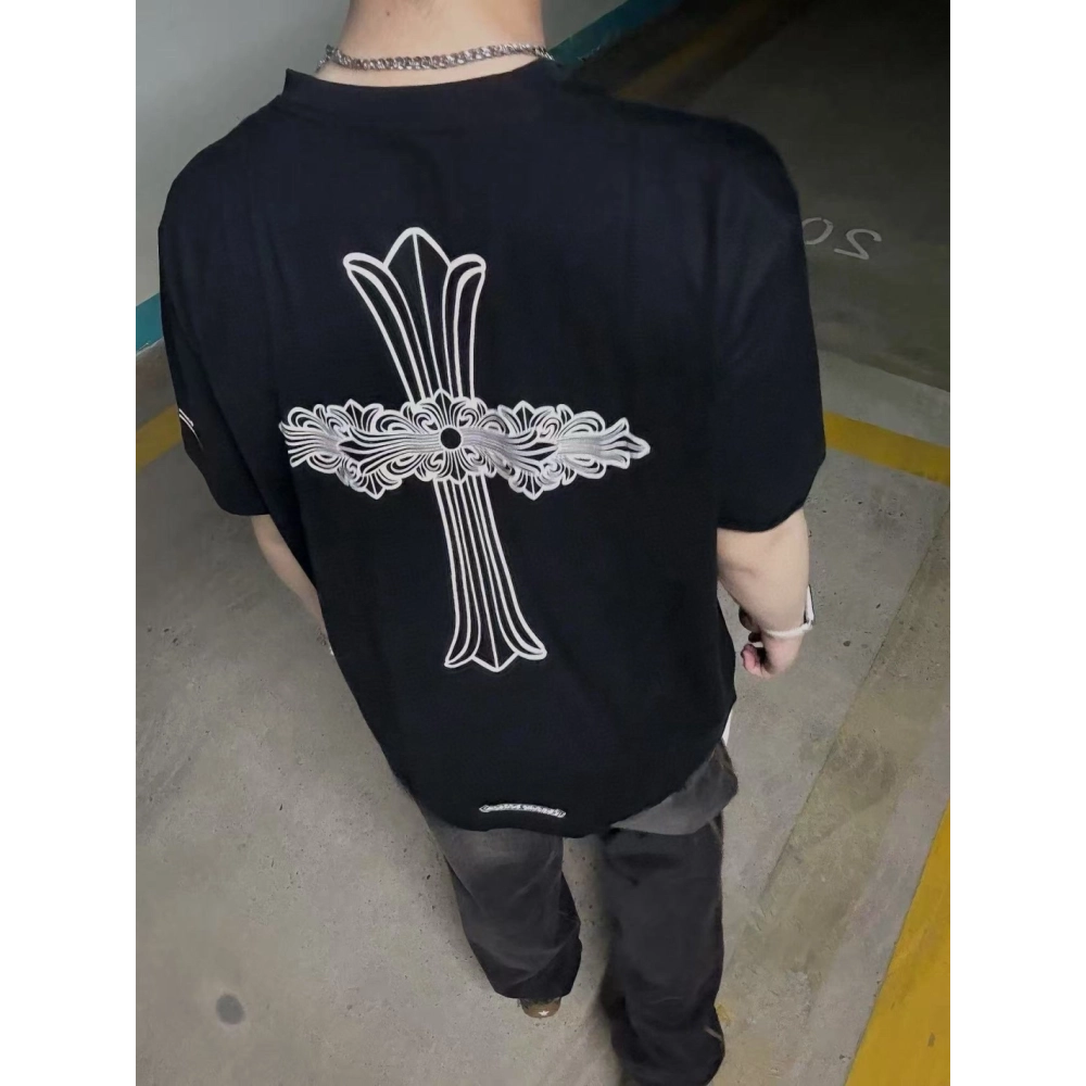 Chrome Hearts Sanskrit Large Cross Flower Print Short Sleeve 146