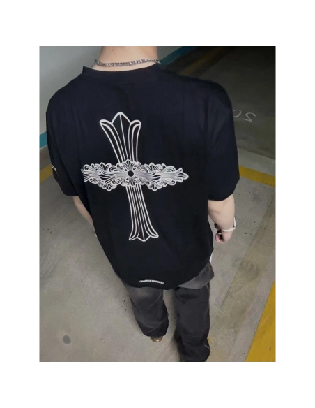 Chrome Hearts Sanskrit Large Cross Flower Print Short Sleeve 146