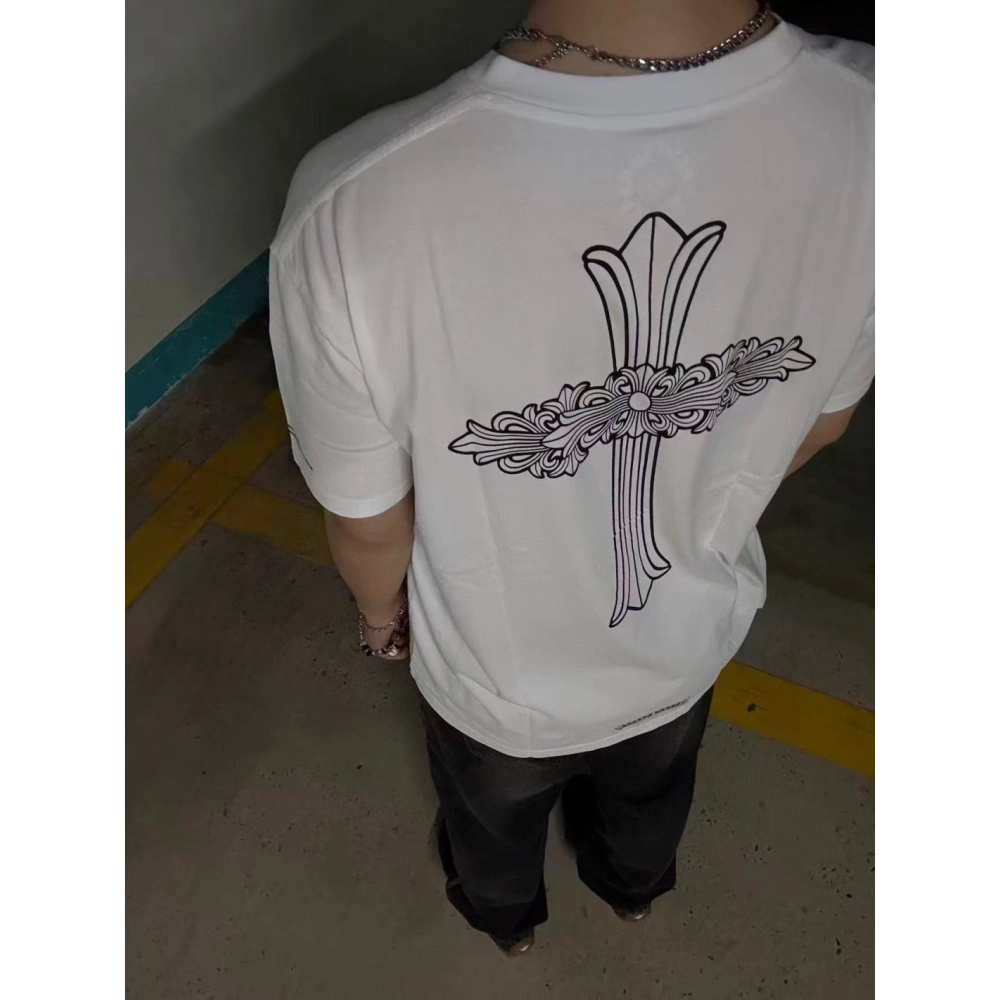 Chrome Hearts Sanskrit Large Cross Flower Print Short Sleeve 147