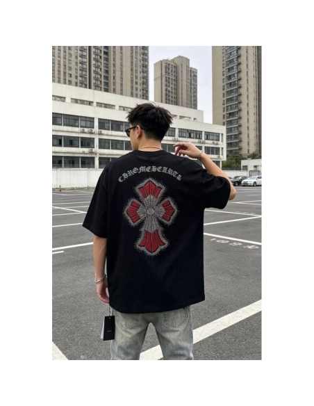 Chrome Hearts Rhinestone Cross Short Sleeve 154