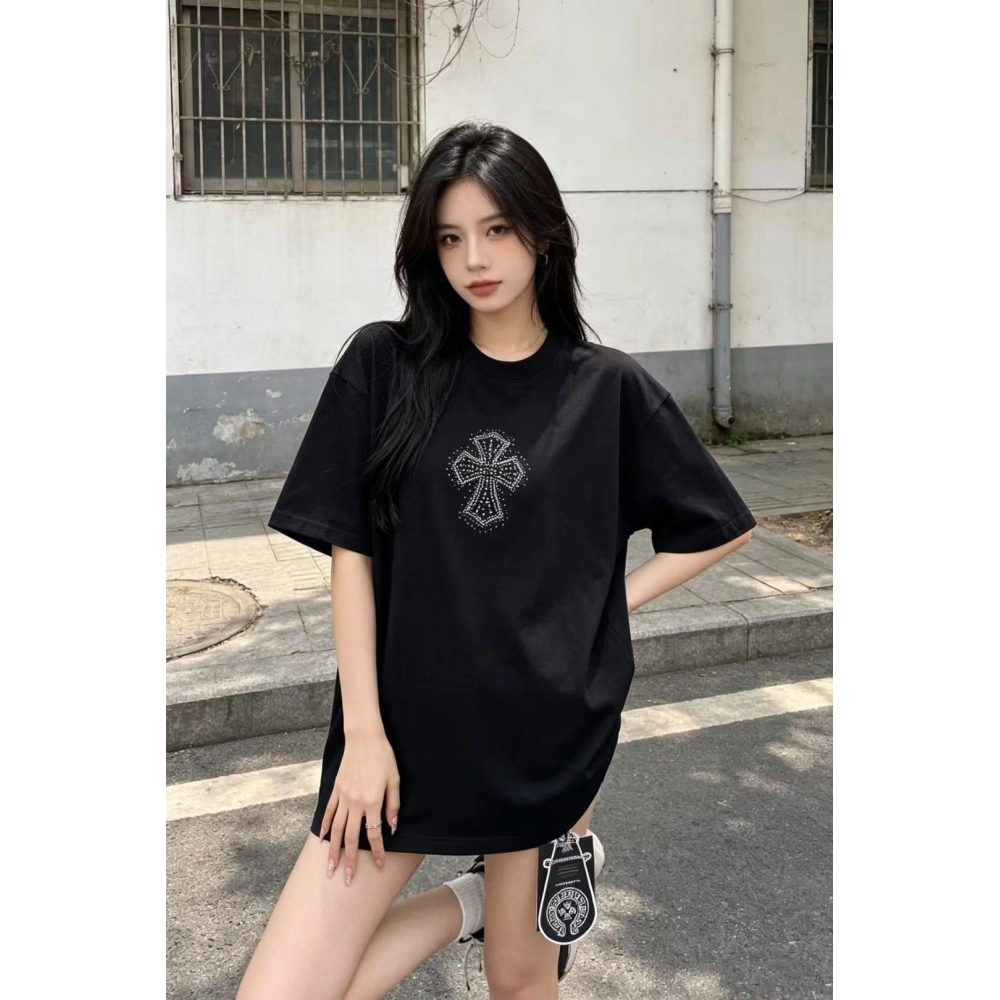 Chrome Hearts Rhinestone Cross Short Sleeve 154